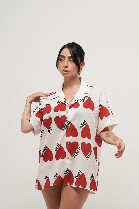 Camisa Larga (Corazones Rojos) LOVE PA TO’ EL MUNDO
